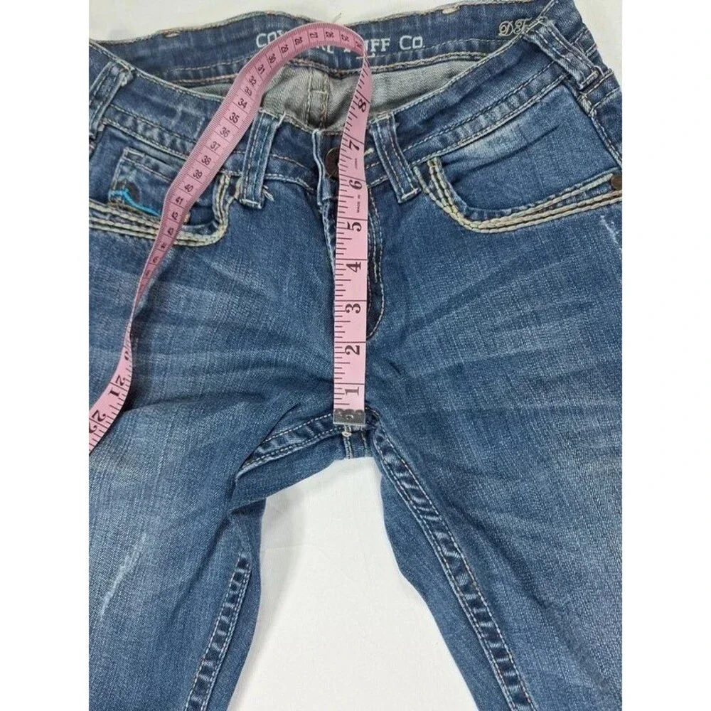 Cowgirl Tuff Aztec Jeans Womens 25x31 Size 0 Blue Bootcut Embroidered Western